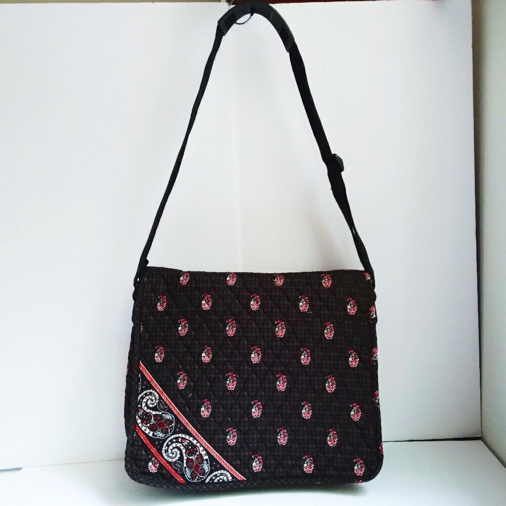 100% Quilted Cotton Floral Paisley & Houndstooth on Black Laptop Bag  As New